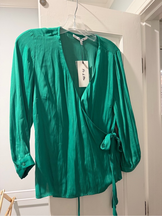 La Mer Tops - La Mer Teal Wrap Blouse with Side Tie